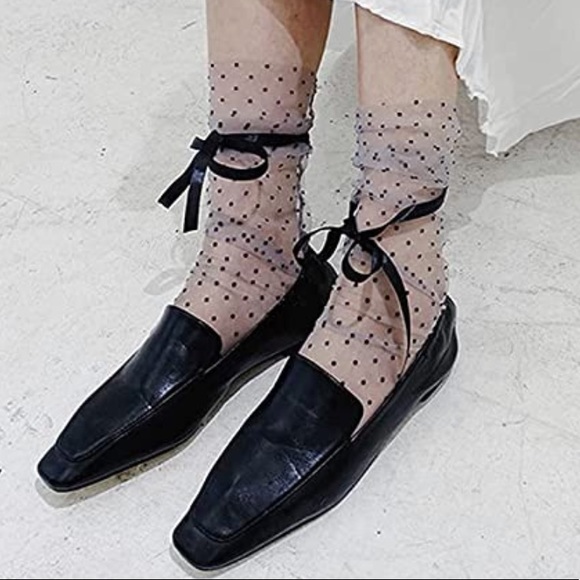 🆕 Polka Dot Ultra Sheer Slouch Dress Socks - Picture 6 of 7